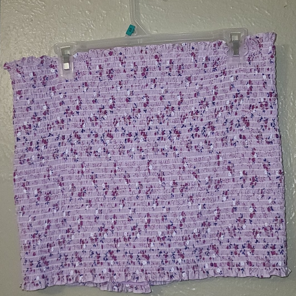 Purple crop top with pink flower